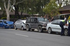 Four-car pile-up