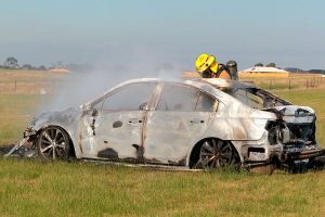 Sports car goes up in flames