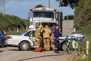 Woman in serious condition after crash