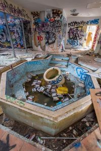 Fire damages old pool site