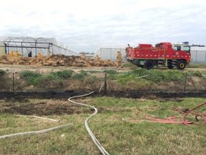 200 hay bales on fire