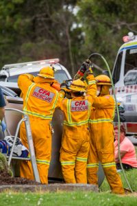 Woman trapped in car freed