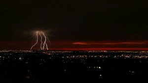Lightning hits power