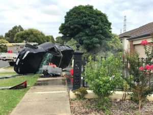 Two men on the run after dramatic crash
