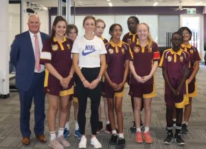 Athlete drops in for visit