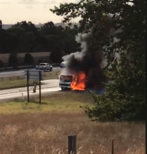 Truck goes up in flames