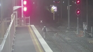 Risk takers on railway caught on cam