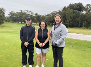 Sosenko and Skinner salute in Lang Lang Foursomes